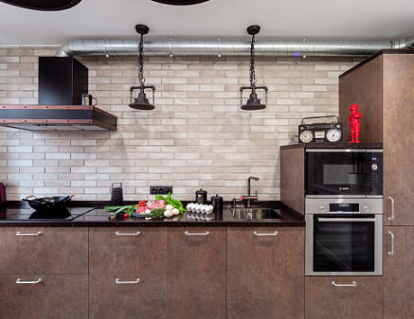 Кухня-гостиная в стиле лофт