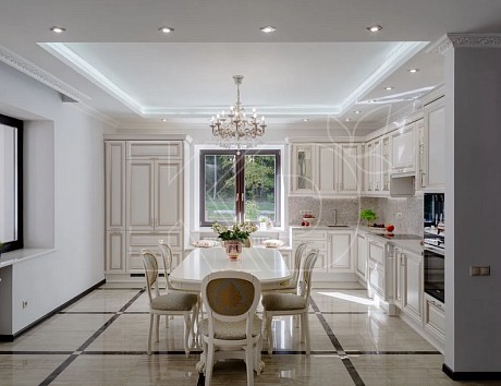 Угловые белые классические кухни