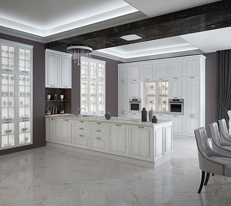 Кухня Виконт с серебристой патиной